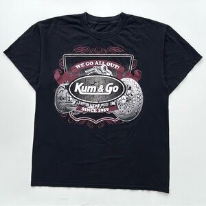 Vintage Y2K Kum & Go Motorcycles Racing Graphic T Shirt Motorsports Men’s Large